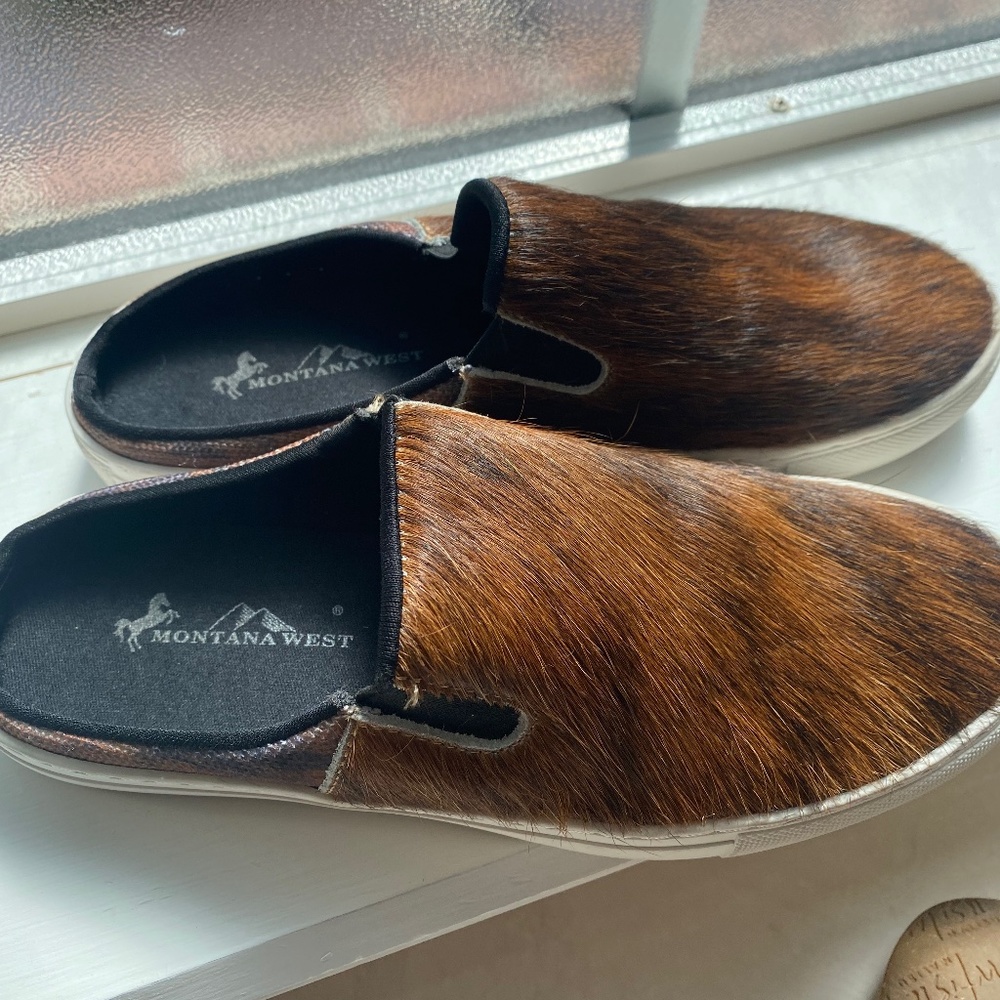 MontanaWest Brown Cowhide Mules